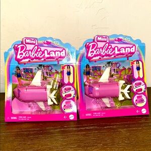 Mini Barbie Land Identical Lot of 2 Airplane Sets